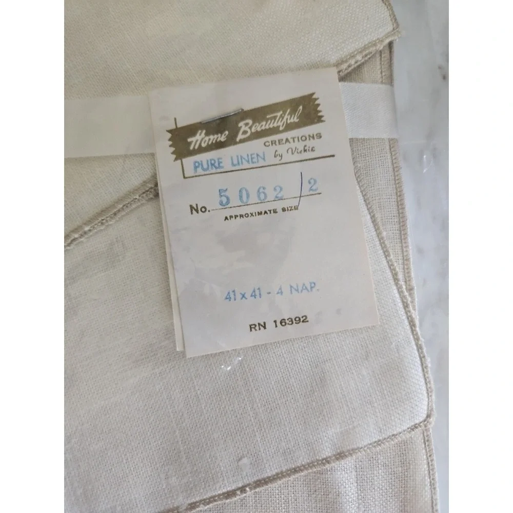 Vintage Pure Linen Square Cream Dinner Napkins Home Beautiful Creations